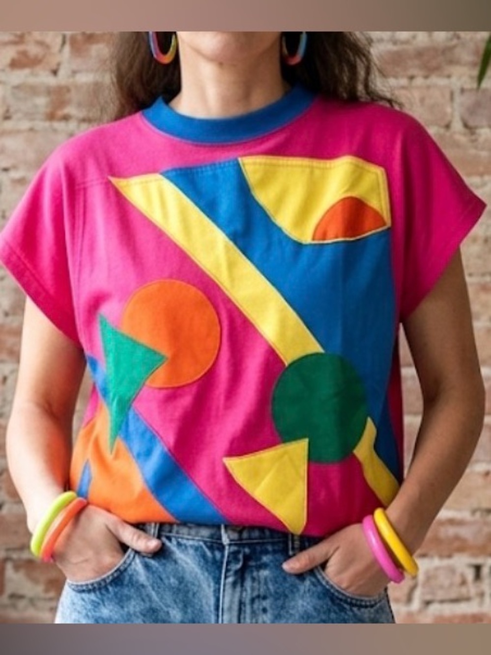 ❤️Vintage Northern Spirit lShort Sleeve Tee with Multicolour Geometric Print